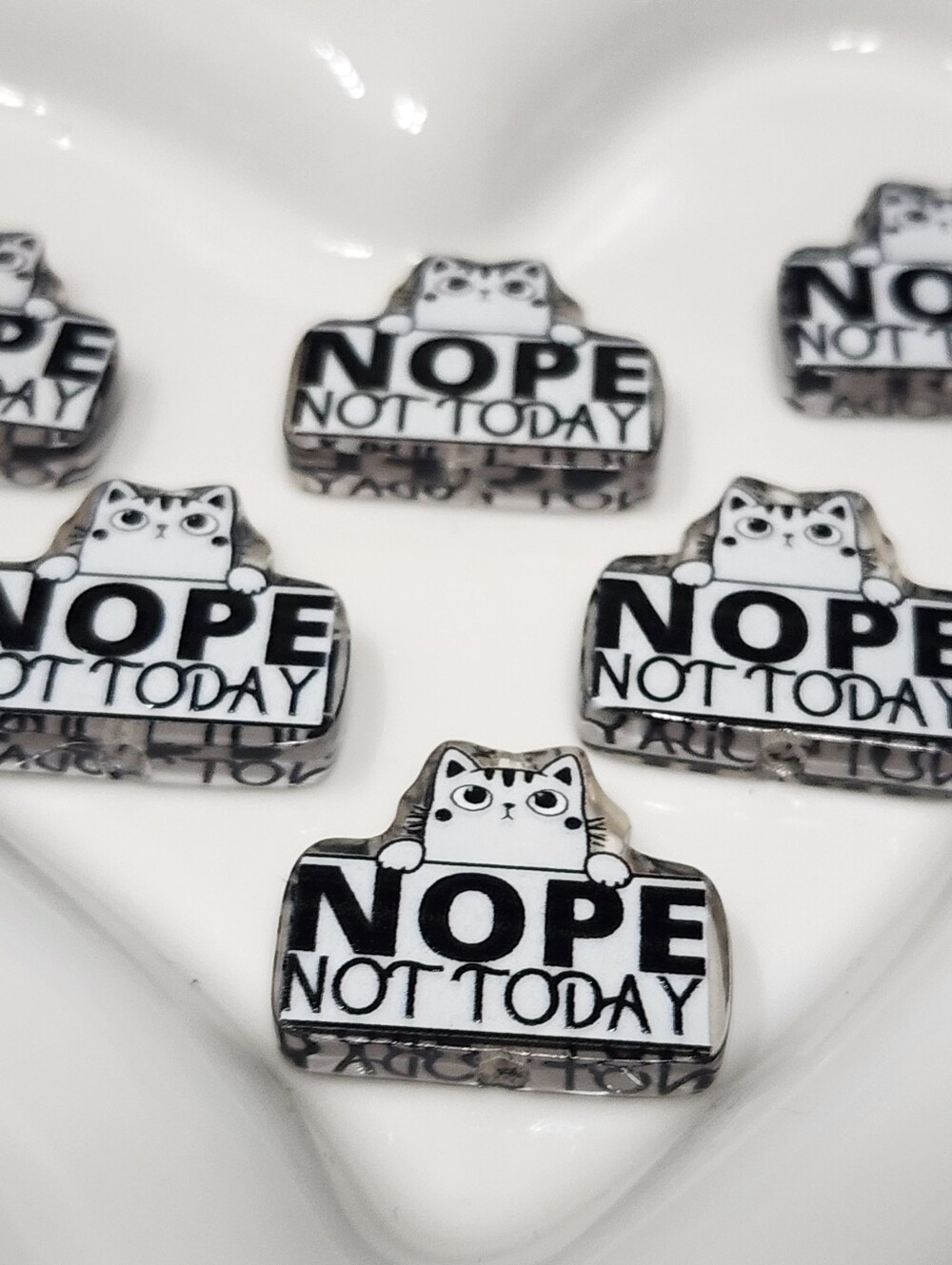 Cat Nope Not Today Beads 2 Pcs Focal Beads Beaded Pen Badge Jewelry Making Craft